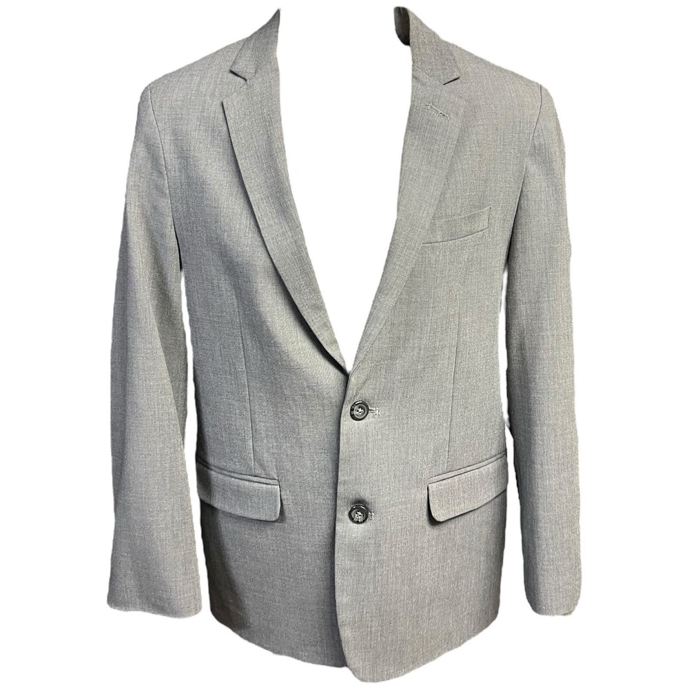 CHAPS Boys 16R Blazer Medium Grey Single‎ Breasted Classic Tailored 2-Button